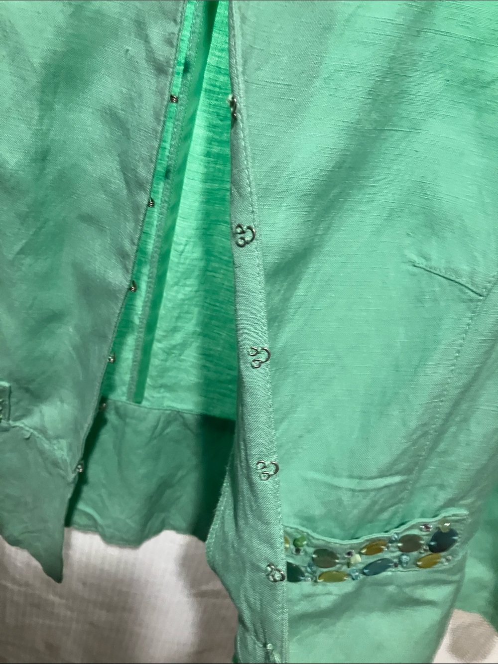Ruby Rd. Mint Green Embellished Open-Front Jacket - Picture 7 of 12